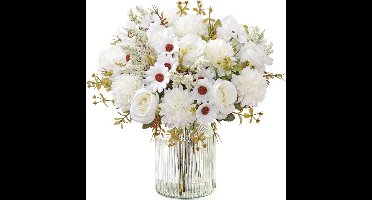 4-Pack 33cm Kunstmatige Rozenboeketten, Realistische Zijden Rozen, Voor Tafel, Keuken, Huisdecoratie, Wit