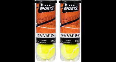 Sportx Tennisballen - 6x - geel - rubber/katoen - in koker - standaard formaat - buitenspeelgoed