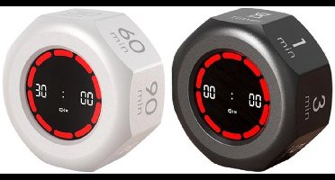 2 Stuks Mini Flip Visual Timer - Digitale afteltimer in kubusvorm - Draagbaar, oplaadbaar hulpmiddel voor tijdbeheer - voor werk, studie, klaslokaal, koken in de keuken - Zwart+Wit