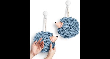 2 stuks, Handdoeken met cartoon egelmotief, Leuke hangende handdoeken, Blauw