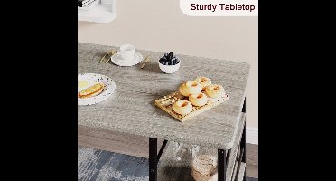 Eettafel Set – Barset – Keukentafel – Zitgroep – Bistro Set – Met 2 Gestoffeerde Stoelen – 3 Ruime Opbergrekken – Compact Metaal Design