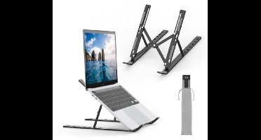 Verstelbare Laptop Standaard - Draagbare Laptop Stand met 6 Hoekverstellingen - Geschikt voor 10" tot 17,3" Laptops en Tablets - Zwart