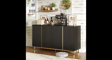 Sideboard – Dressoir – Opbergkast – Buffetkast – Kast – Modern Zwart – 150 Cm Breed – Zelfsluitende Deuren – Kantelbeveiliging