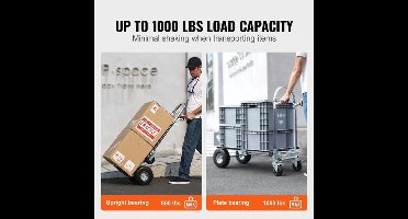 Transportkar – Handkar – Platformkar – Inklapbaar – Lichtgewicht – Aluminium Frame – 454 Kg Lastvermogen