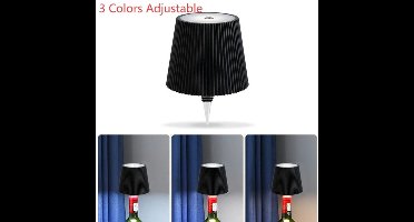 Draadloze flessenlamp, LED-wijnfleslamp, oplaadbare, draadloze flessenlamp met aanraakbediening en 3 kleurtemperaturen, voor slaapkamer, restaurant, bar - USB-oplaadbare flessentafellamp met dimfunctie (zwart)-Decoratieve bureaulamp