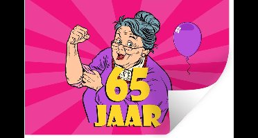 Muurstickers - Sticker Folie - Vrouw - Jubileum - 65 Jaar - 30x20 cm - Plakfolie - Muurstickers Kinderkamer - Zelfklevend Behang - Zelfklevend behangpapier - Stickerfolie