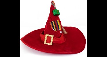 Hoed - Heksenhoed - Rood - Met decoraties