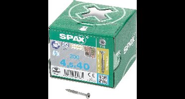Spax - Gevel en Schuttingschroeven - Torx 20 Lenskop - 4,5 x 40mm Deeldraad - RVS (200 stuks)