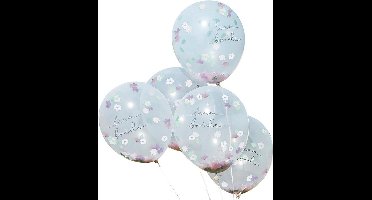 Confettiballonnen Bloemetjes Team Bride - 5 stuks