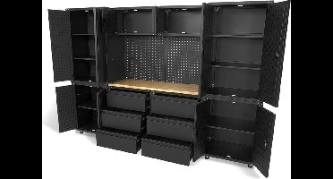 HBM Premium Modulair Werkplaatssysteem, 11-delig, matzwart