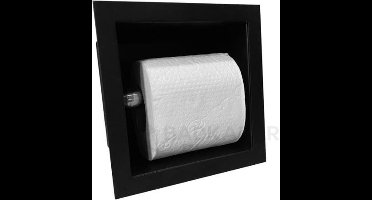 Inbouw WC rolhouder RVS Mat Zwart voor 1 rol 9cm diep