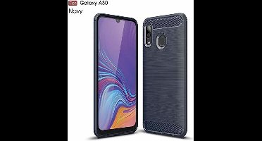 Ntech Soft Brushed TPU Hoesje Geschikt Voor Samsung Galaxy A30 - Donker Blauw