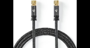 Satelliet- en Antennekabel - F-Male - F-Male - Verguld - 75 Ohm - Viervoudig Afgeschermd - 2.00 m - Rond - Katoen - Grijs / Gun Metal Grijs - Cover Window Box