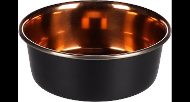 Flamingo voerbak hond – drinkbak hond – eetbak hond inox – stijlvolle antislip hondenkom – 900ml – Ø16,8 cm – Ezra zwart & koper