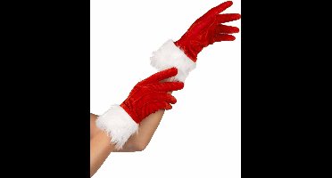 Kerstvrouwhandschoenen voor volwassenen - Verkleedattribuut