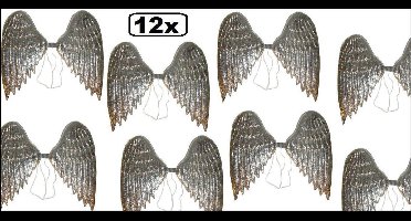 12x Engelen vleugels zilver 40cm - vleugel engel musical festival toneel kerst kerstfeest thema feest