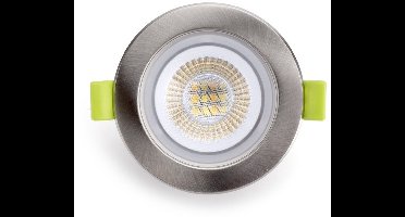 Integral LED inbouwspot Satijn Nikkel 5W 600lm 38º Instelbare Lichtkleur | zaagmaat 6.5cm | Dimbaar | IP65 | Geen fitting | Warm Wit-Koel Wit-Daglicht | 5 watt | 25.000 Branduren