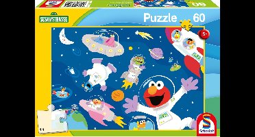 Schmidt Spiele Sesamstraat In de ruimte, kinderpuzzel, kinderpuzzel, vanaf 5 jaar, 60 stukjes, 56459