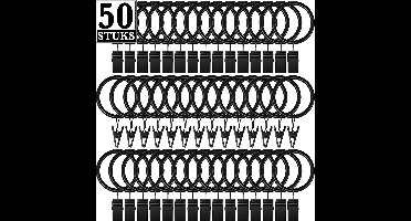 50 Stuks Metaal Gordijnhaken met Klemmen en Ringen - Metalen Gordijn Ringen, Haken- Douchegordijn Ophanghaken met Klem - Gordijnen Haakjes - Curtain Glijder Hooks - Gordijnhangers Clips - Douchegordijnringen Runners voor u rail - Gordijnringen Zwart