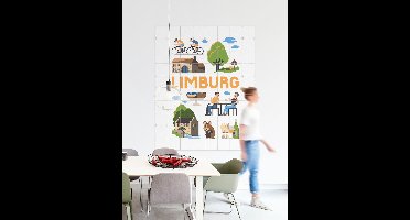 IXXI Limburg, Jochem Coenen & Kunst in Kaart - 80 x 100 cm - Gratis ophangtool - Grote wanddecoratie en posters - Illustraties, Reizen