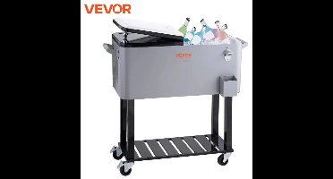 MzShop - ijsemmer - Drankkoeler - xl - Rollende ijskar - koeling car - Grijs - 100+ flesjes