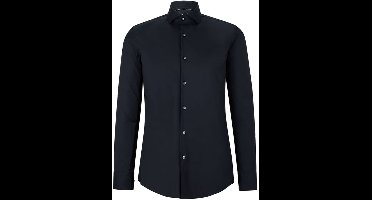 BOSS Hank slim fit overhemd - popeline - zwart - Strijkvriendelijk - Boordmaat: 37