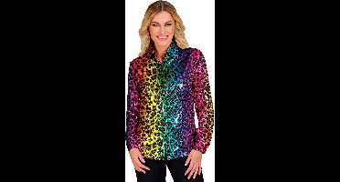 Ultrafoute Pailletten Blouse Rainbow Luipaard Vrouw
