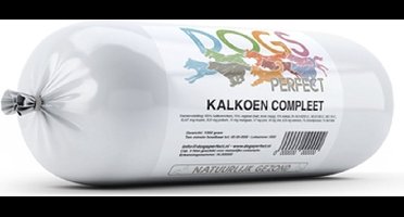 Diepgevroren Hondenvoer Dogs Perfect - Kalkoen Compleet 1000 Gr - Met Groenlipmossel en Aloë Vera