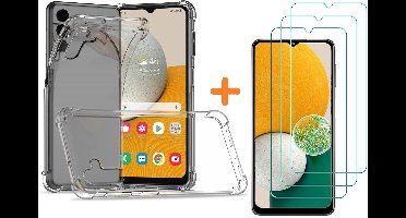 Hoesje Geschikt Voor Samsung Galaxy A13 5G / A04s Hoesje transparant Shock Proof Case Met 3x Screenprotector