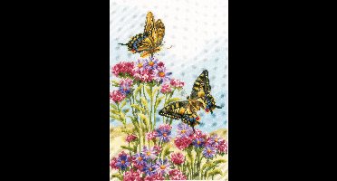 Telpakket kit Koninginnepages op paarse bloemen  - Vervaco - PN-0156329