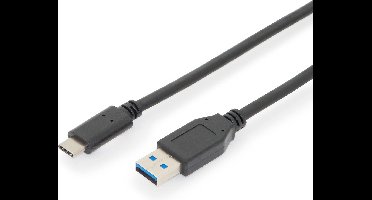 Digitus AK-300146-010-S USB-kabel USB 3.2 Gen1 USB-C stekker, USB-A stekker 1.00 m Zwart Afgeschermd (dubbel)