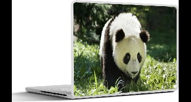 Laptop sticker - 10.1 inch - Panda - Gras - Dier - 25x18cm - Laptopstickers - Laptop skin - Cover
