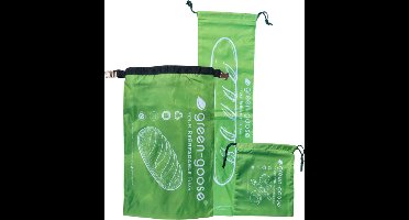 green-goose® Herbruikbare Broodzak Set - 42x28cm - 25x20cm - 70x21cm - Gemaakt van 100% Gerecyclde PET Flessen - Broodzakken voor (Zelfgemaakt) Brood, Stokbrood, Broodjes - Diepvriesbestendig - Wasmachine Wasbaar