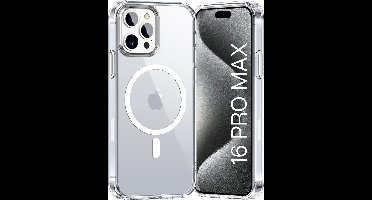 iPhone 16 Pro Max Hoesje backcover Shockproof siliconen Transparant met geïntegreerde magnetische cirkel