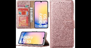 Hoesje geschikt voor Samsung Galaxy A25 bookcase met pasjeshouder - Rosé goud