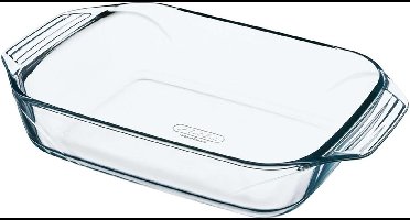 2x Rechthoekige glazen ovenschaal 1,4 liter 26 x 17 x 5,5 cm - Ovenschotel schalen - Bakvorm