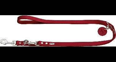 Hunter Verstelbare Looplijn Leder Rood - Hondenriem - 200x1.6 cm