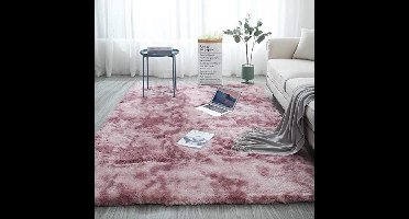 Pauwer zachte pluizige tapijten, imitatiebont vloertapijt, extra zacht en comfortabel tapijt, antislip indoor pluizig dik tapijt voor woonkamer, slaapkamer (roze, 80 x 160 cm)