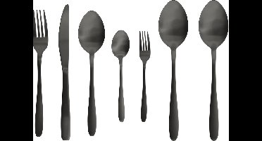 Studio Tavola Bestekset Classic Zwart 42-delig – 8 Personen – RVS Matte Afwerking – Inclusief Gebaksvorken & Serveerlepels