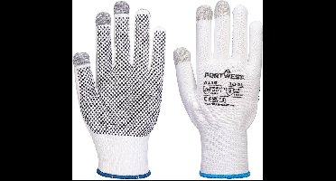 Portwest Grip 13 PVC Touchscreen Handschoen met dots (Pk12) - Wit/grijs - L