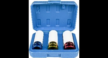 Hofftech Slag-krachtdop set - 17, 19, 21 mm - CrV staal - 3 stuks - kleurgecodeerd