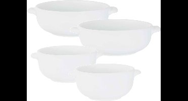 Set van 6x stuks tapas/amuse/snack schaaltjes wit van porselein 10 en 13 cm rond - Kleine kommetjes/bakjes