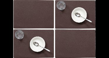Wicotex luxe Placemats Plain - Set van 4x stuks - bruin - 43 x 30 cm - Met anti slip laag - Teflon coating toplaag
