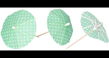 Papstar IJsparasols cocktailprikkers - 10x stuks - groen - 10 cm - decoratie prikkers - Feestelijk