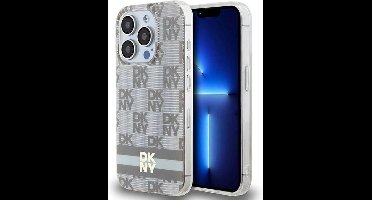 DKNY - IML - Geruit Mono Patroon & Gedrukte Strepen MagSafe hoesje voor iPhone - 13 - Pro - Max - beige