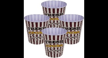 Out of the Blue Popcorn bak - 4x - rood/wit - kunststof - D17,5 cm - 5 liter - herbruikbaar