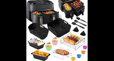 Airfryer Accessoires - Siliconen Bakje - Bakpapier - Zwart