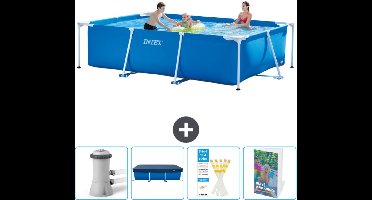 Intex Rechthoekig Frame Zwembad - 300 x 200 x 75 cm - Blauw - Inclusief Zwembadfilterpomp - Afdekzeil - Testrips - Zwembadgids