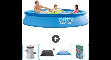 Intex Rond Opblaasbaar Easy Set Zwembad - 305 x 61 cm - Blauw - Inclusief Zwembadfilterpomp - Solar Mat - Grondzeil - Zwembadgids