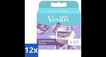Gillette - Venus Comfortglide Breeze - Hydraterend en soepel - 4 Navulscheermesjes - Voordeelverpakking - 12 stuks